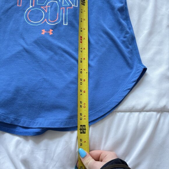 Under Armour Youth Girls HeatGear Blue Fitted Tank Top Activewear Outdoor - Picture 3 of 7